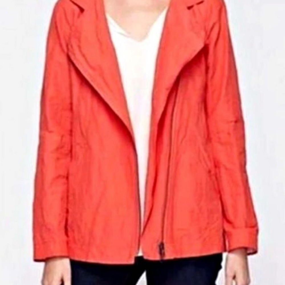 Eileen Fisher Women's Bold Red Cotton Steel Lory Jacket - Picture 9 of 9